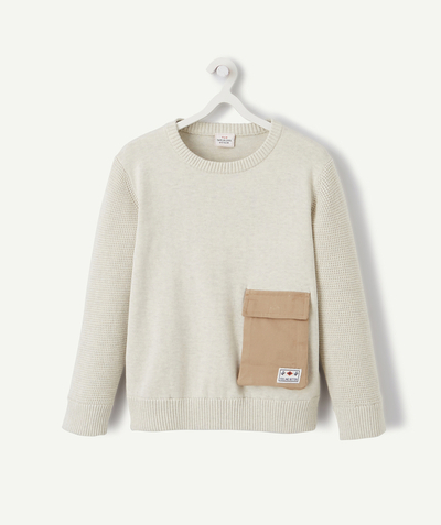 Boy radius - CREAM JUMPER IN TWO MATERIALS WITH CAMEL DETAILS