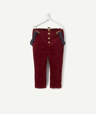 Trousers radius - BURGUNDY TROUSERS IN CORDUROY WITH BRACES