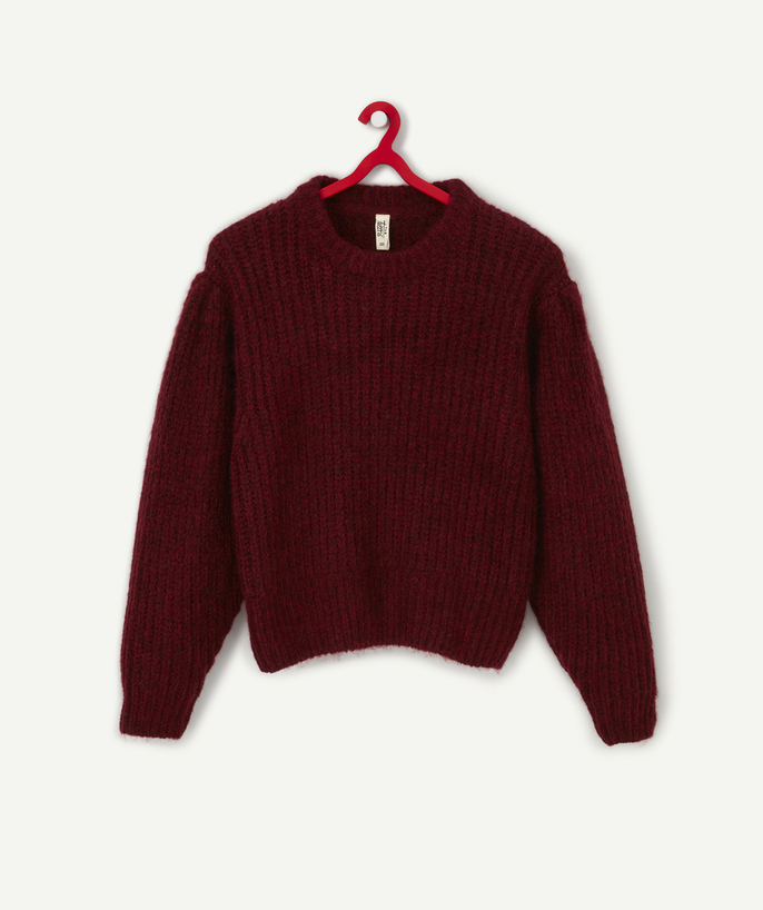 Collection hiver ado fille Sub radius in - SHORT KNITTED JUMPER IN BURGUNDY