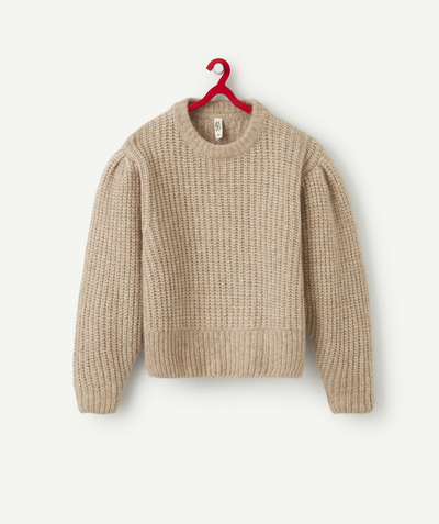 Pullover - Cardigan Sub radius in - BEIGE KNITTED JUMPER WITH PUFF SLEEVES