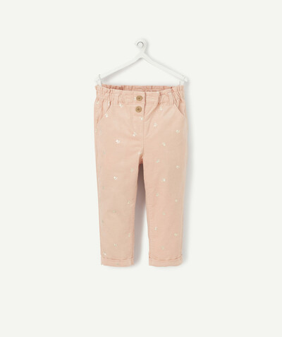 Outlet radius - PINK VELVET CHINO EFFECT TROUSERS WITH SILVERY DETAILING
