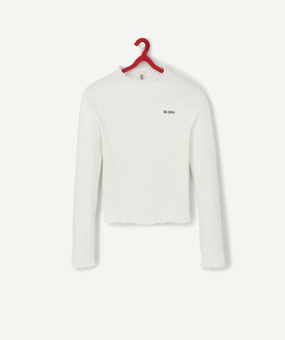 Basics Sub radius in - LONG-SLEEVED WHITE T-SHIRT IN A LACY KNIT