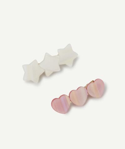 Girl radius - THREE GOLDEN HAIR CLIPS WITH COLOURED SHAPES