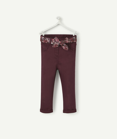 Trousers radius - SLIM PLUM TROUSERS WITH A FLOWER-PATTERNED BELT