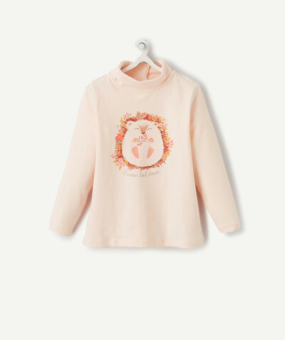 THE POWER OF WORDS radius - PALE PINK ROLL-COLLAR TURTLENECK TOP WITH A HEDGEHOG DESIGN
