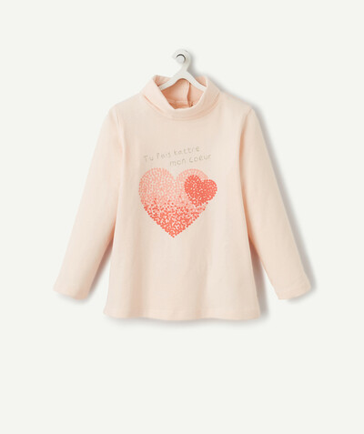 Low prices radius - PALE PINK ROLL-COLLAR TURTLENECK TOP WITH A FUN DESIGN