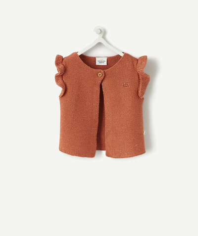 Knitwear - Sweater radius - APRICOT SEQUINNED SLEEVELESS KNITTED JACKET
