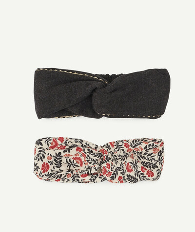 Outlet radius - SET OF TWO GREY AND FLOWER PATTERNED HAIRBANDS