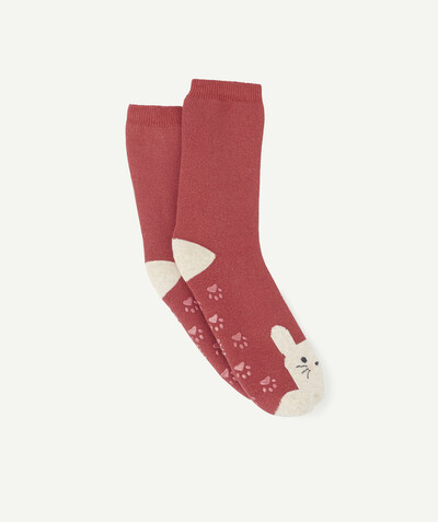 Low prices  radius - LONG RED SOCKS WITH A RABBIT DESIGN