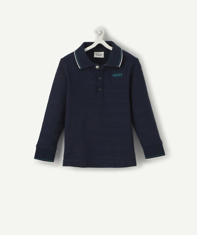 Shirt and polo radius - BLUE POLO SHIRT WITH A COLLAR STRIPED ON THE BOTTOM