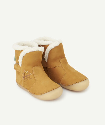 Shoes, booties radius - KICKERS® - CAMEL LEATHER BOOTS WITH IMITATION FUR