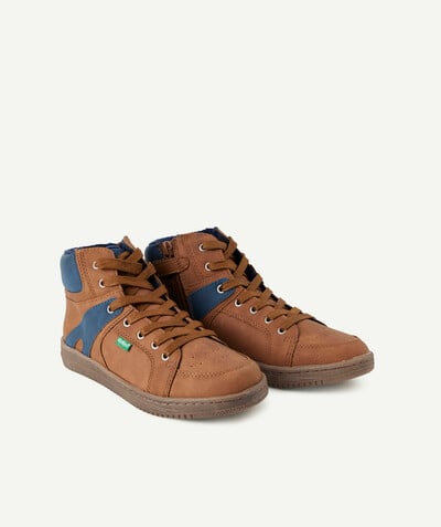KICKERS ® radius - KICKERS® - HIGH TOP BROWN AND BLUE LEATHER ANKLE BOOTS