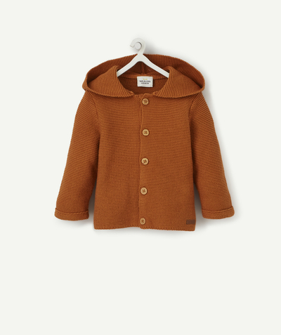 Pullovers - Cardigans radius - OCHRE KNIT JACKET WITH A HOOD