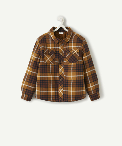 Checked print looks radius - BEIGE AND BROWN QUILTED CHECKED SHIRT