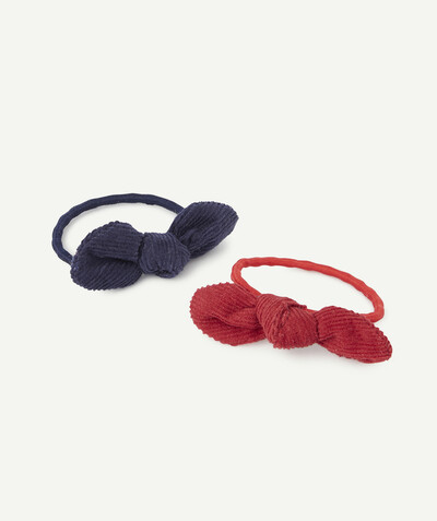 Outlet radius - THREE HAIR ELASTICS WITH BLUE AND BURGUNDY BOWS
