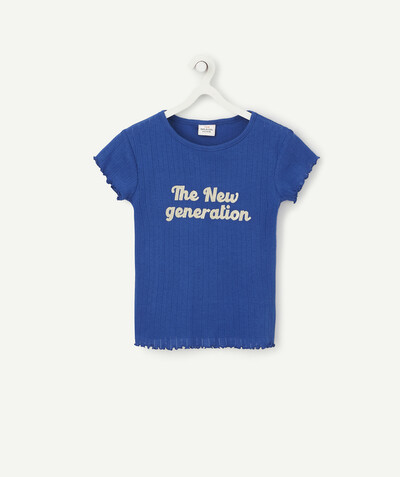 THE POWER OF WORDS radius - ELECTRIC BLUE T-SHIRT IN RIBBED ORGANIC COTTON