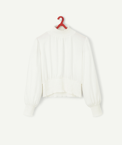 Collection hiver ado fille Sub radius in - WHITE BLOUSE IN RECYCLED FIBRES WITH A HIGH NECK