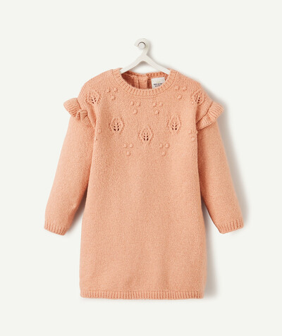 Knitwear radius - PINK KNITTED DRESS WITH FRILLS AT THE SHOULDERS