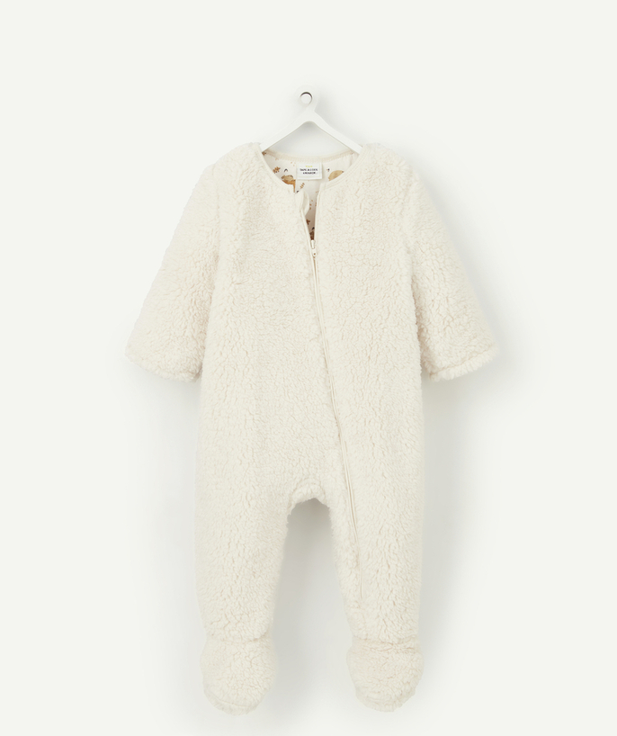 Sales radius - BABIES' ONESIE IN CREAM SHERPA WITH A ZIP AND A BEAR PRINT