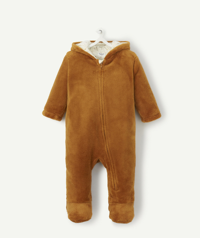 Pyjama Afdeling,Afdeling - ZEER ZACHTE OKERKLEURIGE PYJAMA-JUMPSUIT VOOR BABY'S