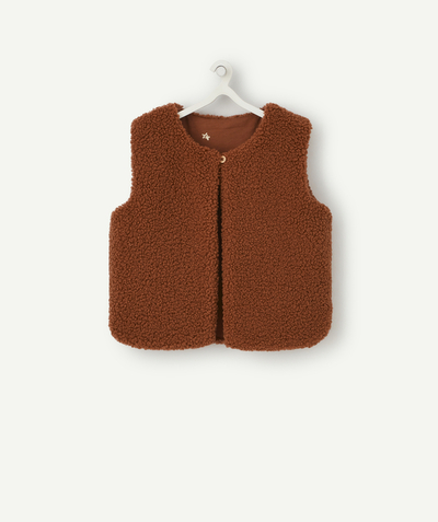 Swetry i bluzy rozpinane - Kamizelki Rayon - DWUTRONNY BRĄZOWY BEZRĘKAWNIK Z POLARU