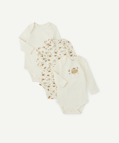 Essentials : 50% off 2nd item* family - PACK OF THREE ANIMAL THEME BODYSUITS IN ORGANIC COTTON