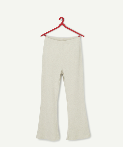 Comfy outfits Tao Categories - GIRLS' BEIGE RIBBED KNIT TROUSERS IN RECYCLED FIBRES