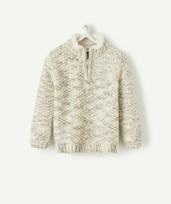 Nice and warm Tao Categories - BABY BOYS' OPENWORK KNIT JUMPER WITH A ZIP