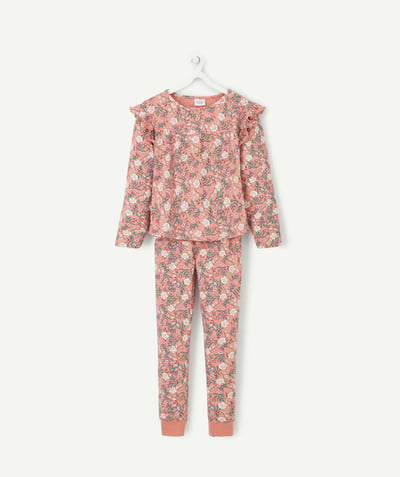Pyjama Famille - PYJAMA EN COTON RECYCLÉ FILLE ROSE ET IMPRIMÉ FLEURI