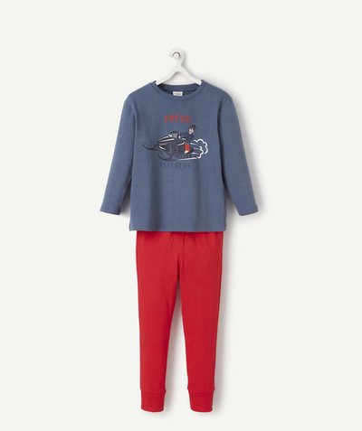 Sales radius - BOYS' BLUE AND RED SUPER SLEEPER PYJAMAS IN RECYCLED COTTON