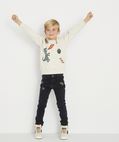 jeans Tao Categories - BOYS' VICTOR SLIM LESS WATER JEANS WITH PATCHES