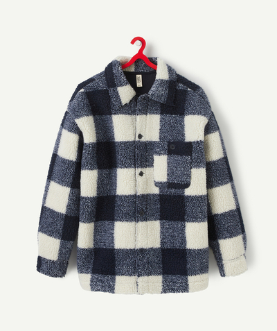 All collection Sub radius in - BOYS' BLUE CHEQUERED TEDDY SHIRT