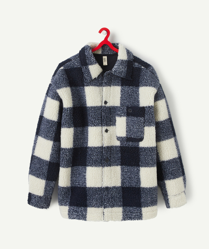Nice and warm Tao Categories - BOYS' BLUE CHEQUERED TEDDY SHIRT
