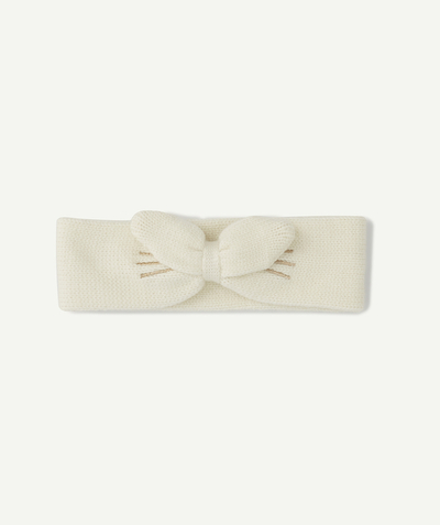 Christmas store radius - BABY GIRLS' CREAM KNITTED HAIRBAND IN RECYCLED FIBRES WITH A BOW