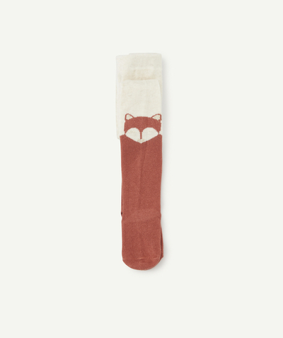 Baby-girl radius - PAIR OF CREAM KNITTED TIGHTS WITH A FOX MOTIF FOR BABY GIRLS