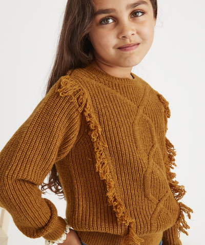 Low prices  radius - GIRLS' OCHRE KNIT JUMPER IN A DETAILED KNIT
