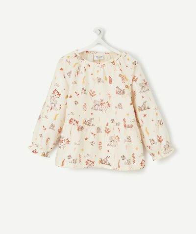 Baby-girl radius - BEIGE BLOUSE WITH A FOREST DESIGN