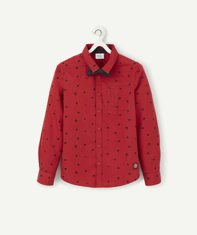 Shirt - Polo radius - RED PATTERNED SHIRT WITH A BLACK BOW TIE