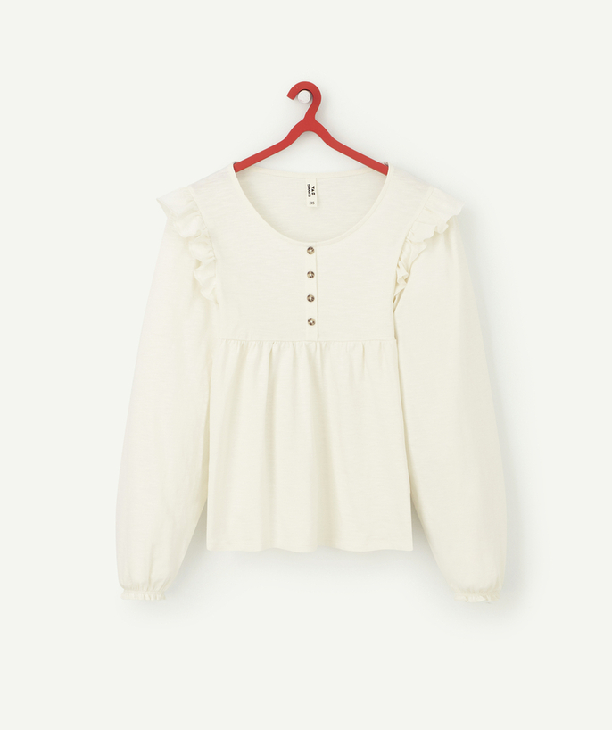 Original days Sub radius in - GIRLS' CREAM BLOUSE-STYLE T-SHIRT WITH FRILLS AND BUTTONS