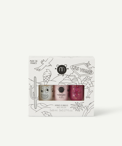 NAILMATIC ® radius - PACK OF 3 GLITTERY PINK WATER-BASED VARNISHES FOR GIRLS