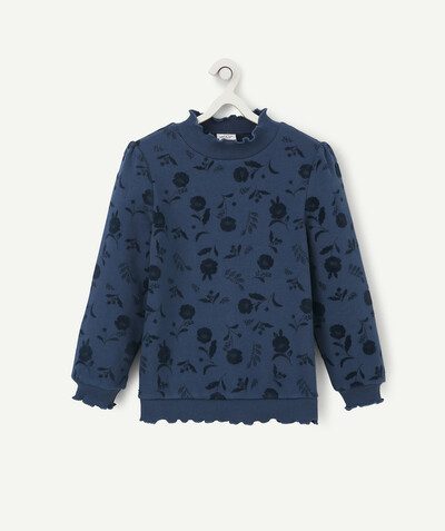 Outlet radius - BLUE SWEATSHIRT WITH A BLACK FLOWER PRINT