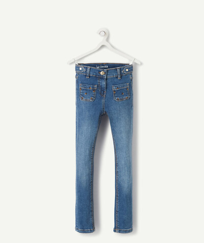 Outlet radius - LÉA BLUE SUPER SKINNY JEANS WITH EMBROIDERED FLOWERS