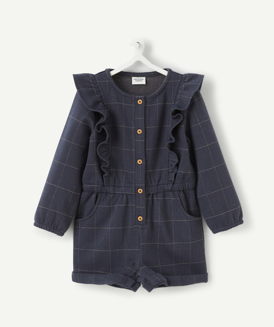 Jumpsuits - Dungarees radius - BABY GIRLS' BLUE CHECKED PLAYSUIT WITH RUFFLES