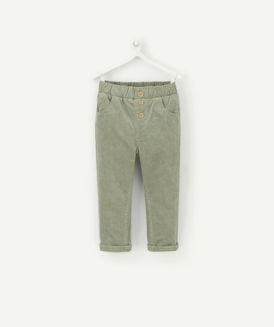 Trousers radius - BOYS' STRAIGHT GREEN CORDUROY TROUSERS