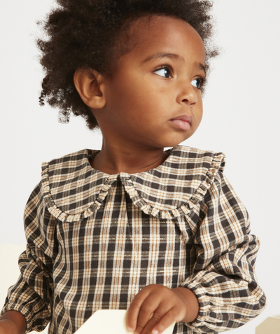 Shirt - polo Tao Categories - BABY GIRLS' CHECKED BLOUSE WITH A PETER PAN COLLAR