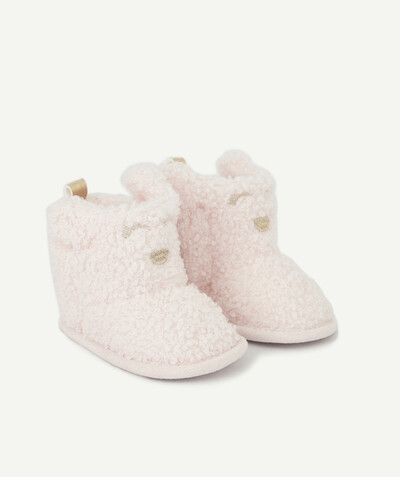 Shoes, booties radius - PASTEL PINK BOUCLE SLIPPERS