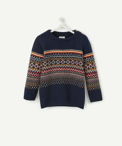 Baby-boy radius - NAVY BLUE KNITTED JUMPER WITH COLOURED DETAILS
