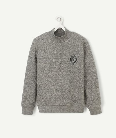 Boy radius - GREY SPECKLED QUILTED SWEATSHIRT WITH A HIGH NECK