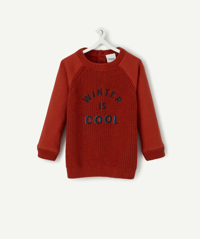 Baby-boy radius - ORANGE KNITTED JUMPER WITH A MESSAGE