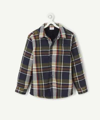 Checked print looks radius - GREEN AND BLUE CHECKED SHIRT LINED IN POLAR FLEECE